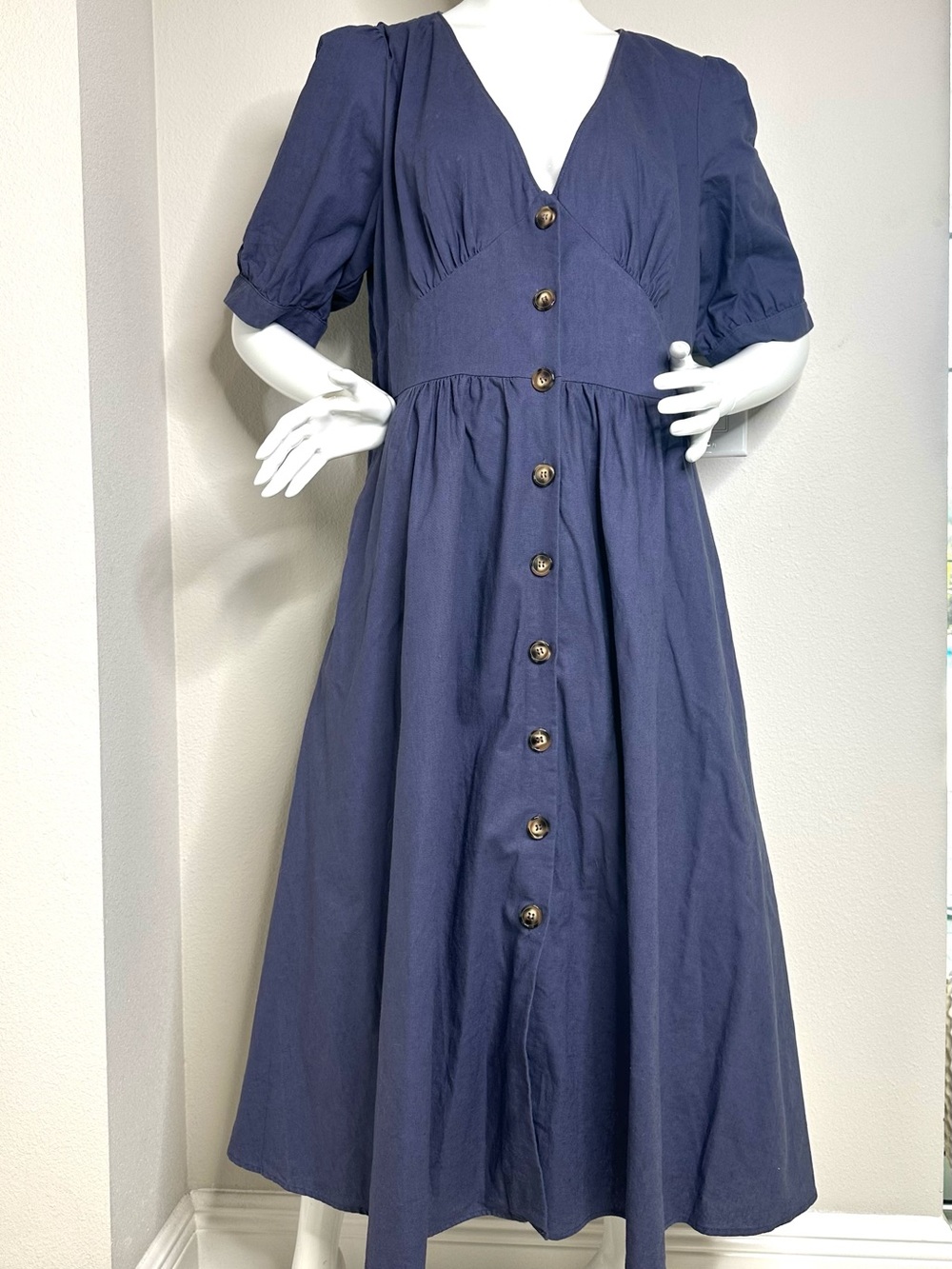 City Chic Stroll Purple Button-Front Linen Blend Women Dress 16 XL Cottage Core